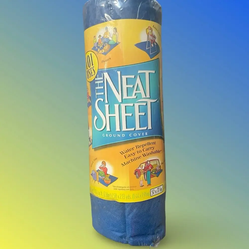 Vintage 2001 The Neat Sheet Ground Cover 57x77 Sealed Blue Picnic Beach Blanket